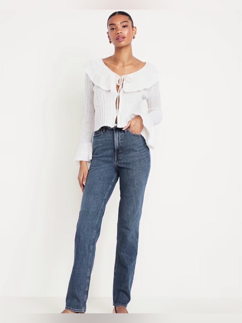 Old Navy Extra High-Rise Straight Jeans, Size 14 Petite